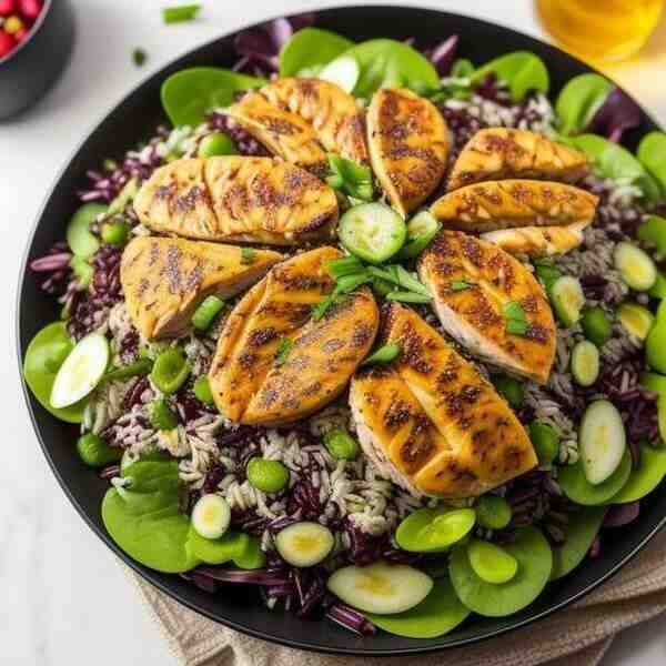 Салат из дикого риса с курицей
